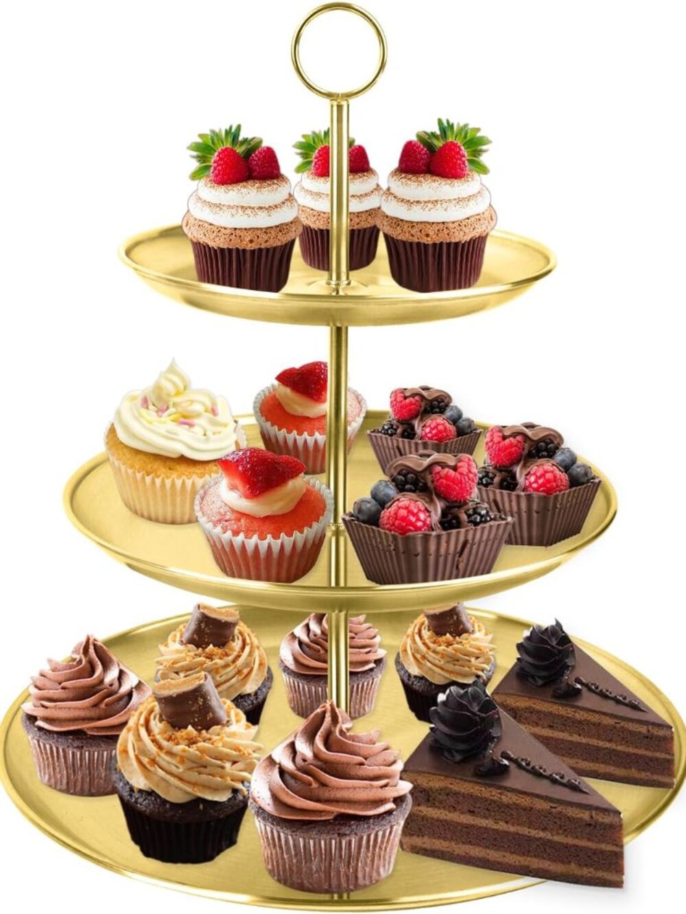 Cupcake Stand 3 Tier – Stainless Steel Cake & Dessert Display Tower for Wedding